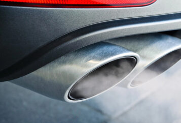 A vehicle exhaust pipe.